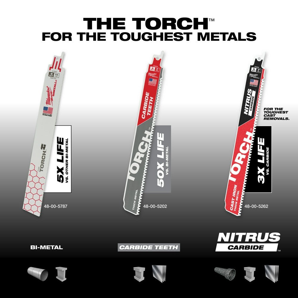 Milwaukee 48-01-7713 Sawzall Blade 10 TPI 9 Torch - Bulk, 100 Pack