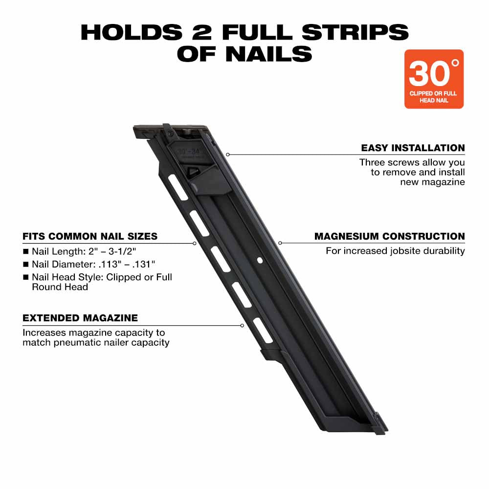Milwaukee  48-08-2745 30 Degree Framing Nailer Extended Capacity Magazine