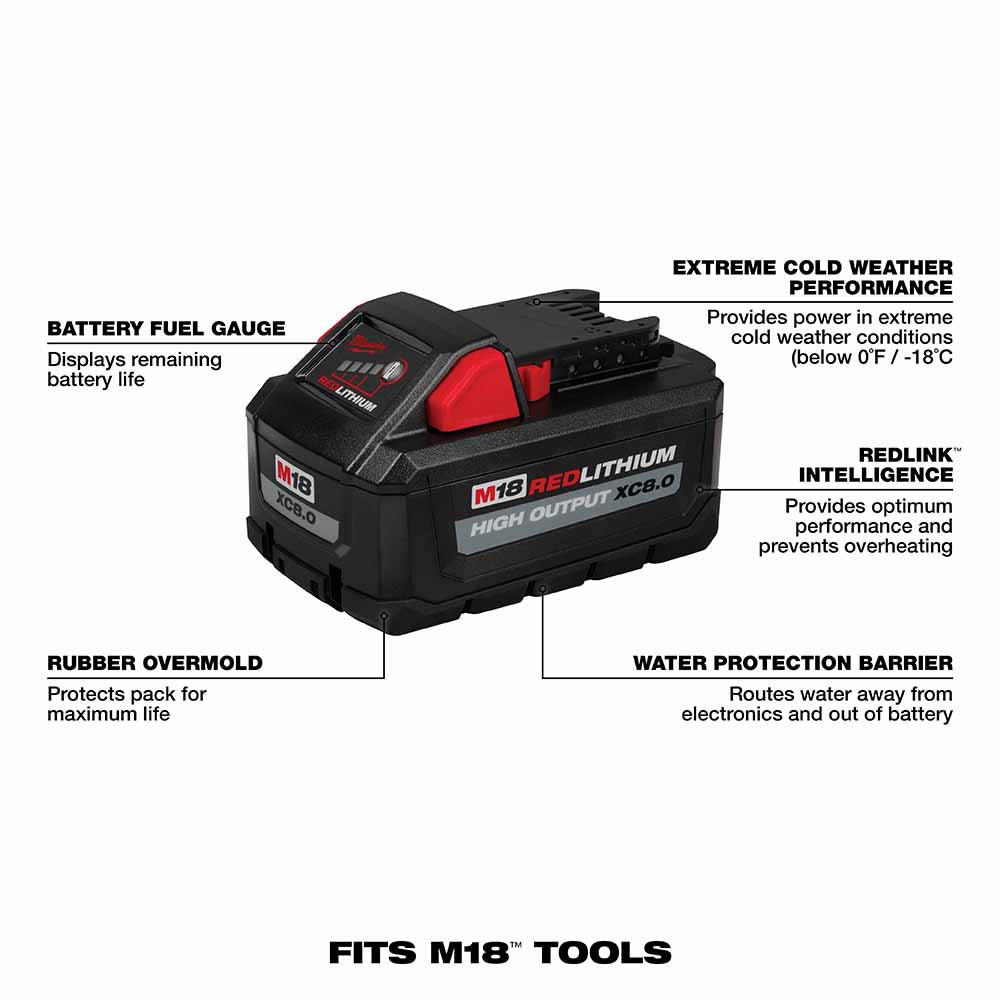 Milwaukee 48-11-1880 M18 REDLITHIUM HIGH OUTPUT XC8.0 BATTERY