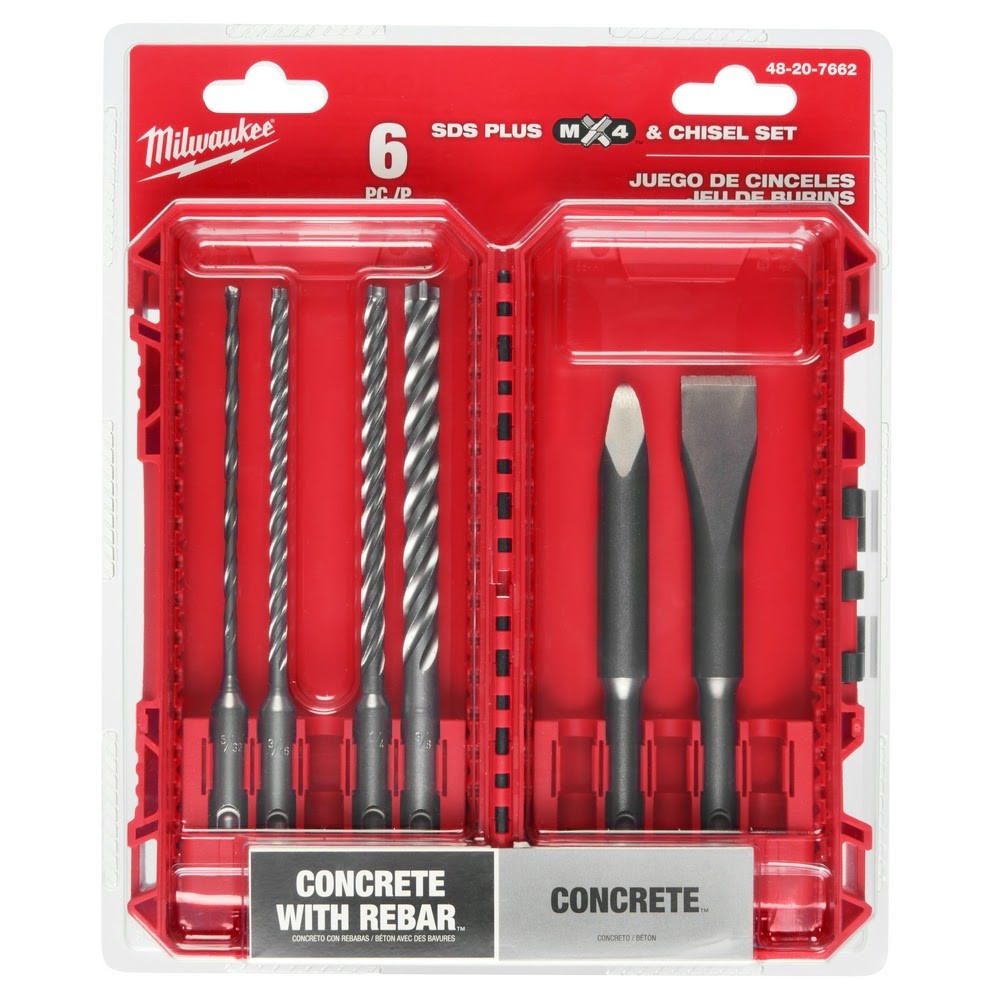Milwaukee 48-20-7662 6pc. SDS Plus MX4 4-Cutter & Chisel Kit