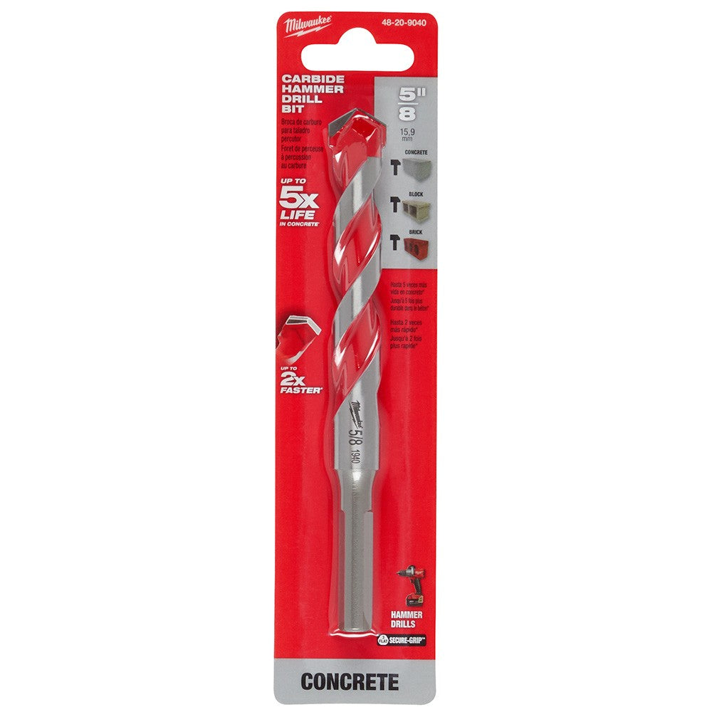 Milwaukee 48-20-9040 5/8 x 4 x 6 Carbide Hammer Drill Bit