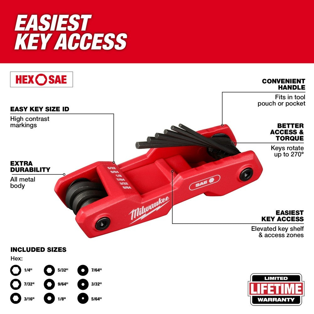 Milwaukee 48-22-2183 2PC 17-Key Folding Hex Key Sets - SAE/Metric