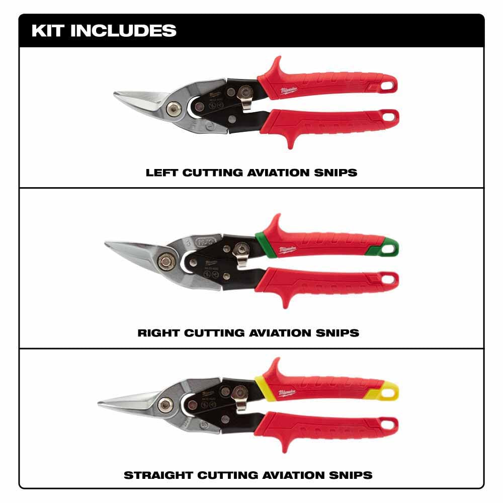 Milwaukee 48-22-4533 3 Piece Aviation Snip Set