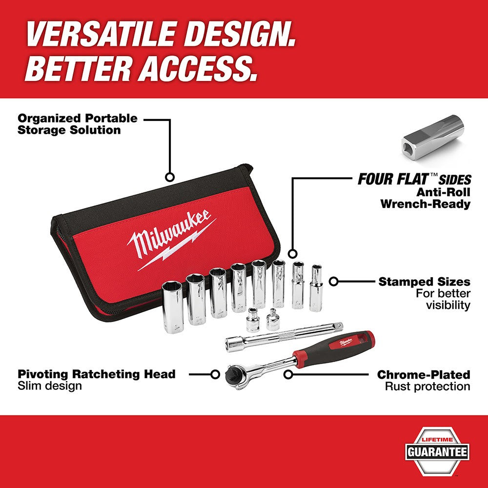 Milwaukee 48-22-9001 12 Piece 3/8 Drive Metric Socket Set