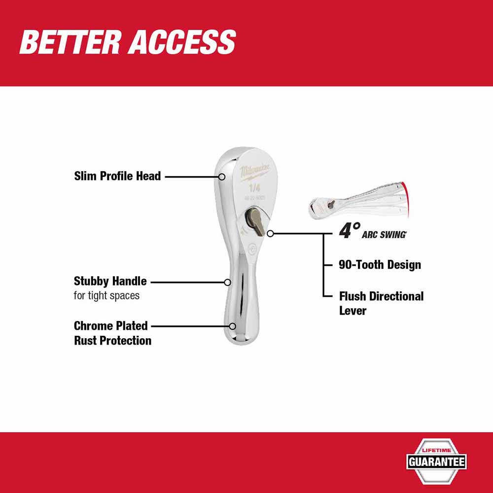 Milwaukee 48-22-9003 1/4” Drive 3” Ratchet