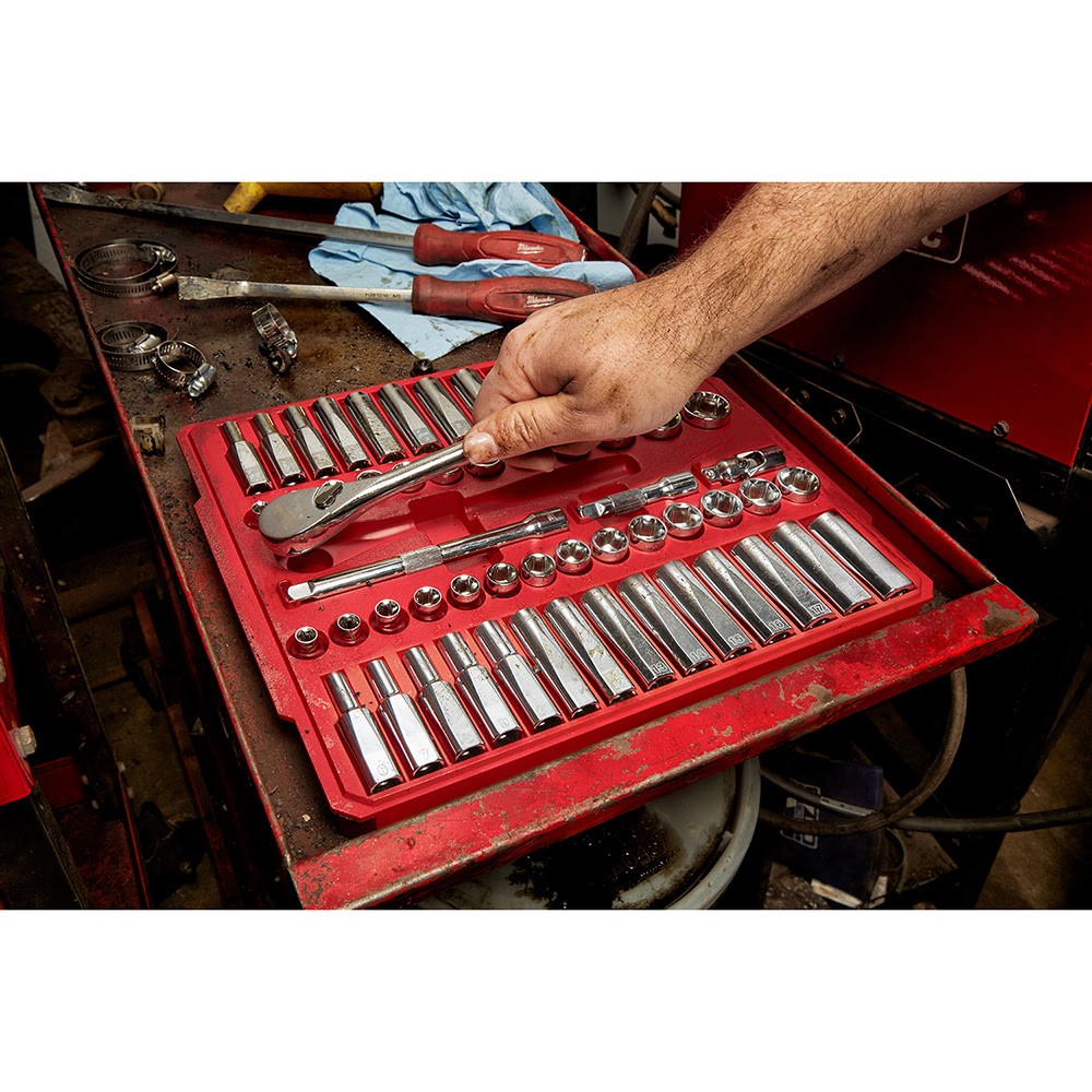 Milwaukee 48-22-9008 3/8 Drive 56 Piece Ratchet & Socket Set - SAE & Metric