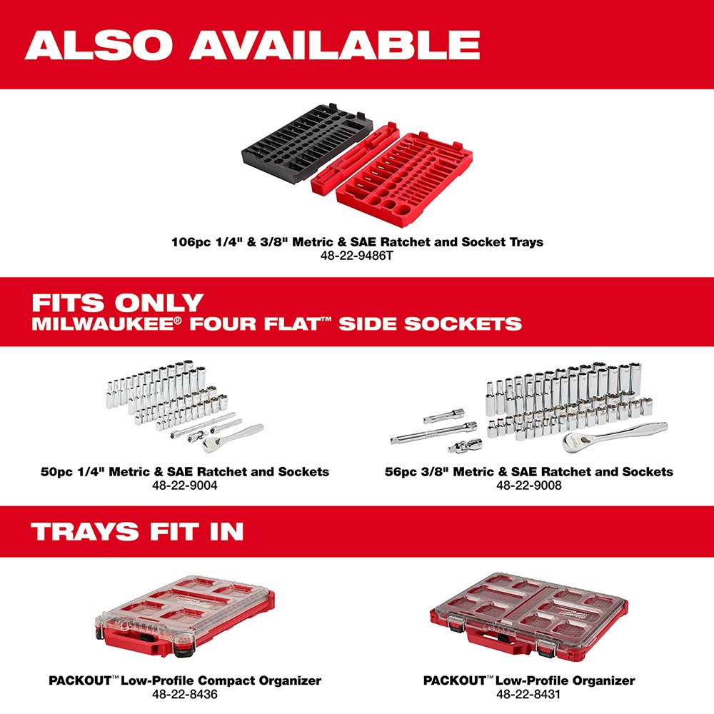 Milwaukee 48-22-9008 3/8 Drive 56 Piece Ratchet & Socket Set - SAE & Metric