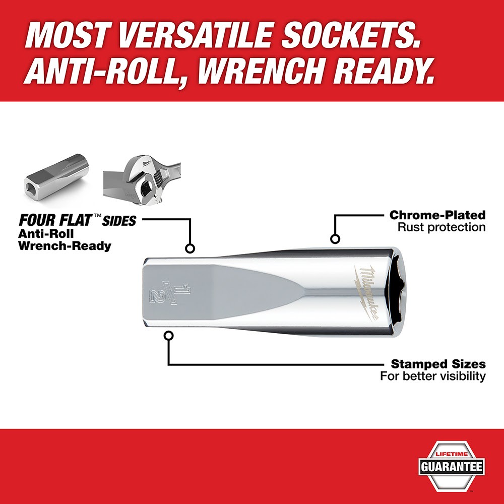 Milwaukee  48-22-9405 3/8 Drive 10Pc Deep Well Socket Set - SAE