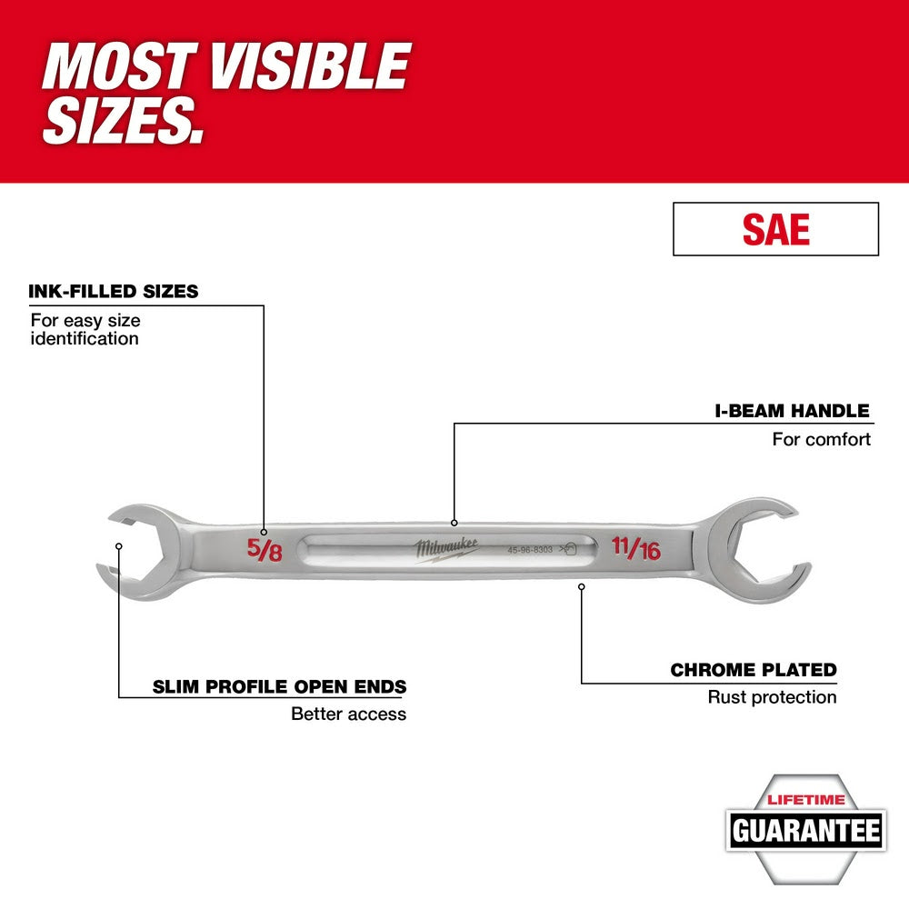 Milwaukee 48-22-9470 5pc Double End Flare Nut Wrench Set - SAE