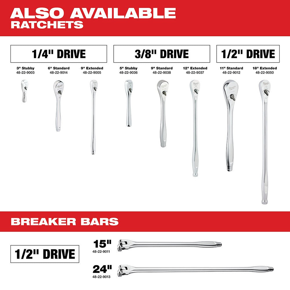 Milwaukee  48-22-9505 3/8 Drive 10Pc Deep Well Socket Set - Metric