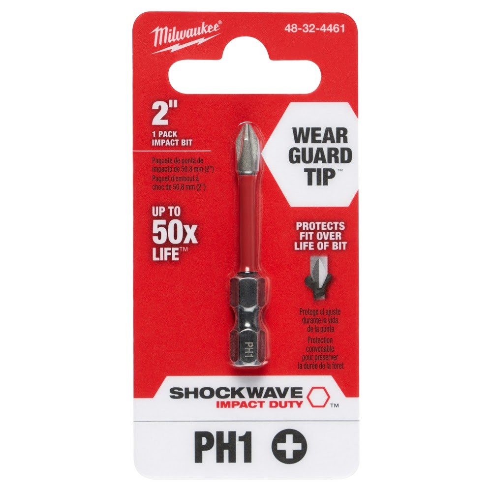 Milwaukee 48-32-4461 Shockwave 2 Power Bit Phillips #1