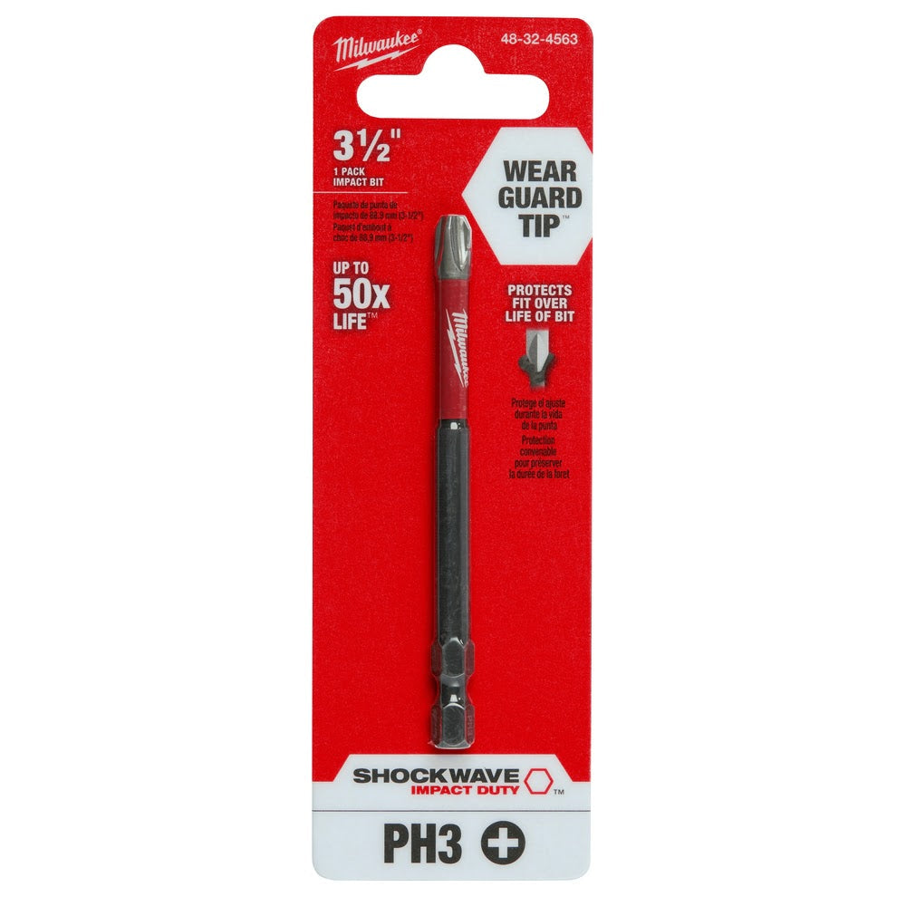 Milwaukee 48-32-4563 Shockwave 3-1/2 Power Bit Phillips #3