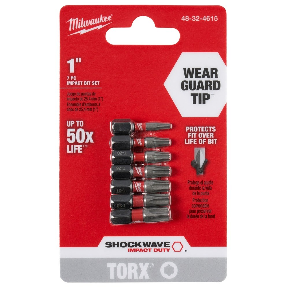 Milwaukee 48-32-4615 Shockwave™ 7 Piece Torx 1” Insert Bit Set