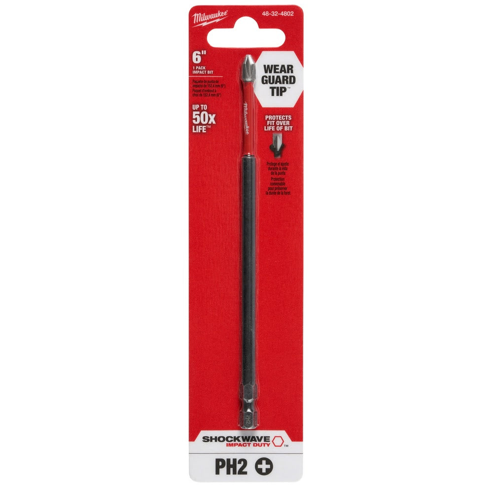 Milwaukee 48-32-4802 #2 Phillips Shockwave 6 Power Bit, 1 Pack