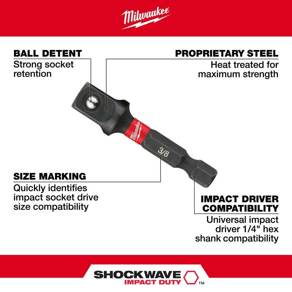 Milwaukee 48-32-5033 3Pc Socket Adapter (1/4, 3/8, 1/2)