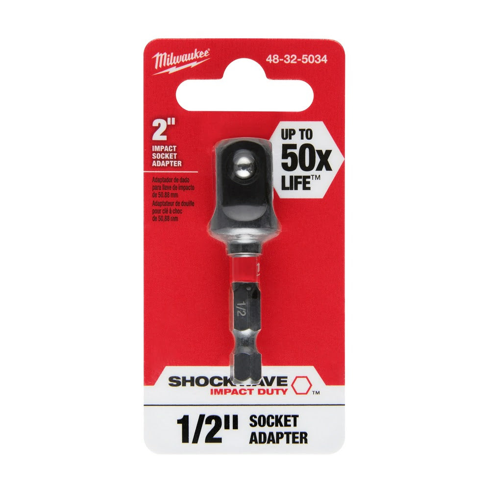 Milwaukee 48-32-5034 SHOCKWAVE Impact Duty™ 1/4 Hex to 1/2  Square Socket Adapter