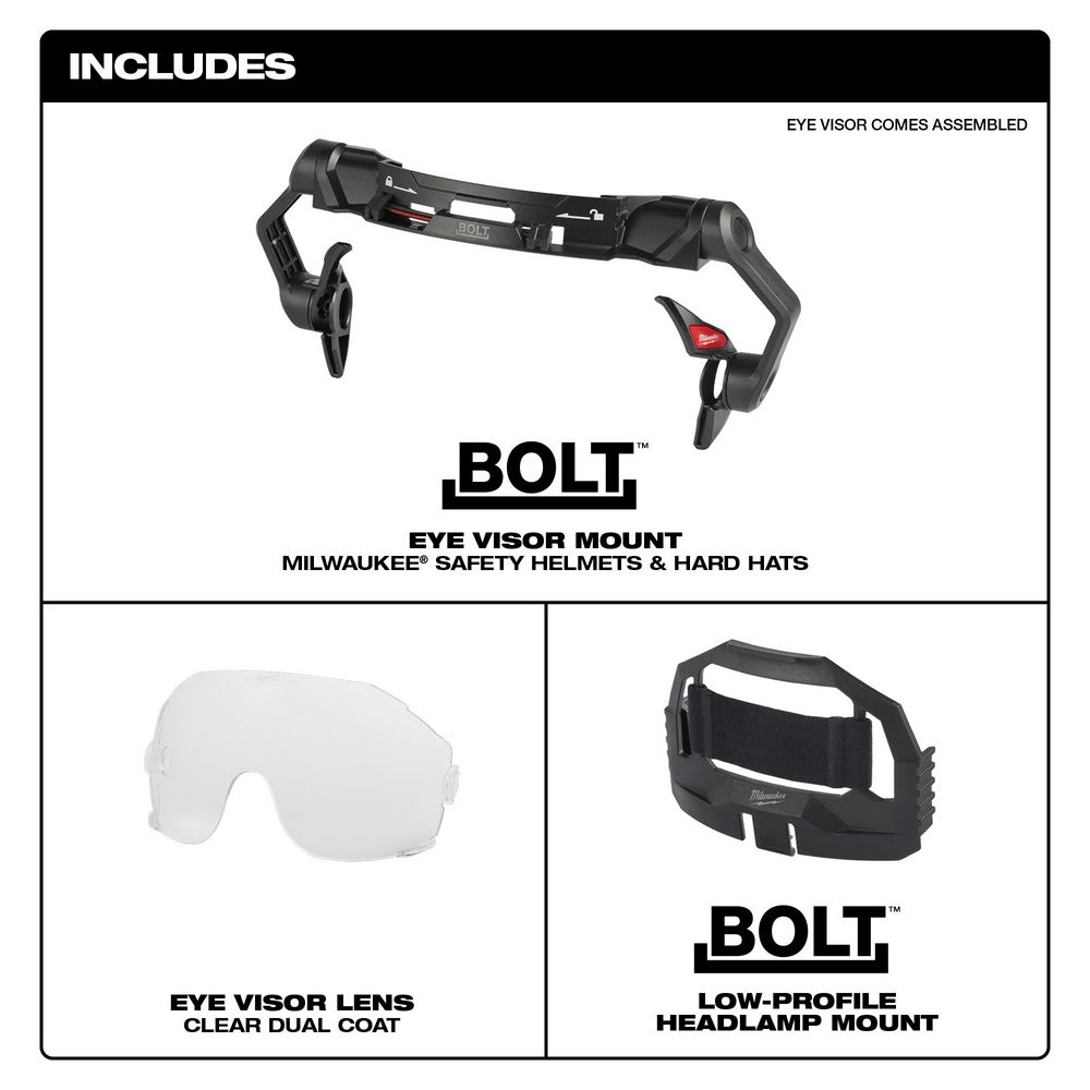 Milwaukee 48-73-1410 BOLT Eye Visor - Clear Dual Coat Lens (Compatible with Milwaukee Safety Helmets & Hard Hats)