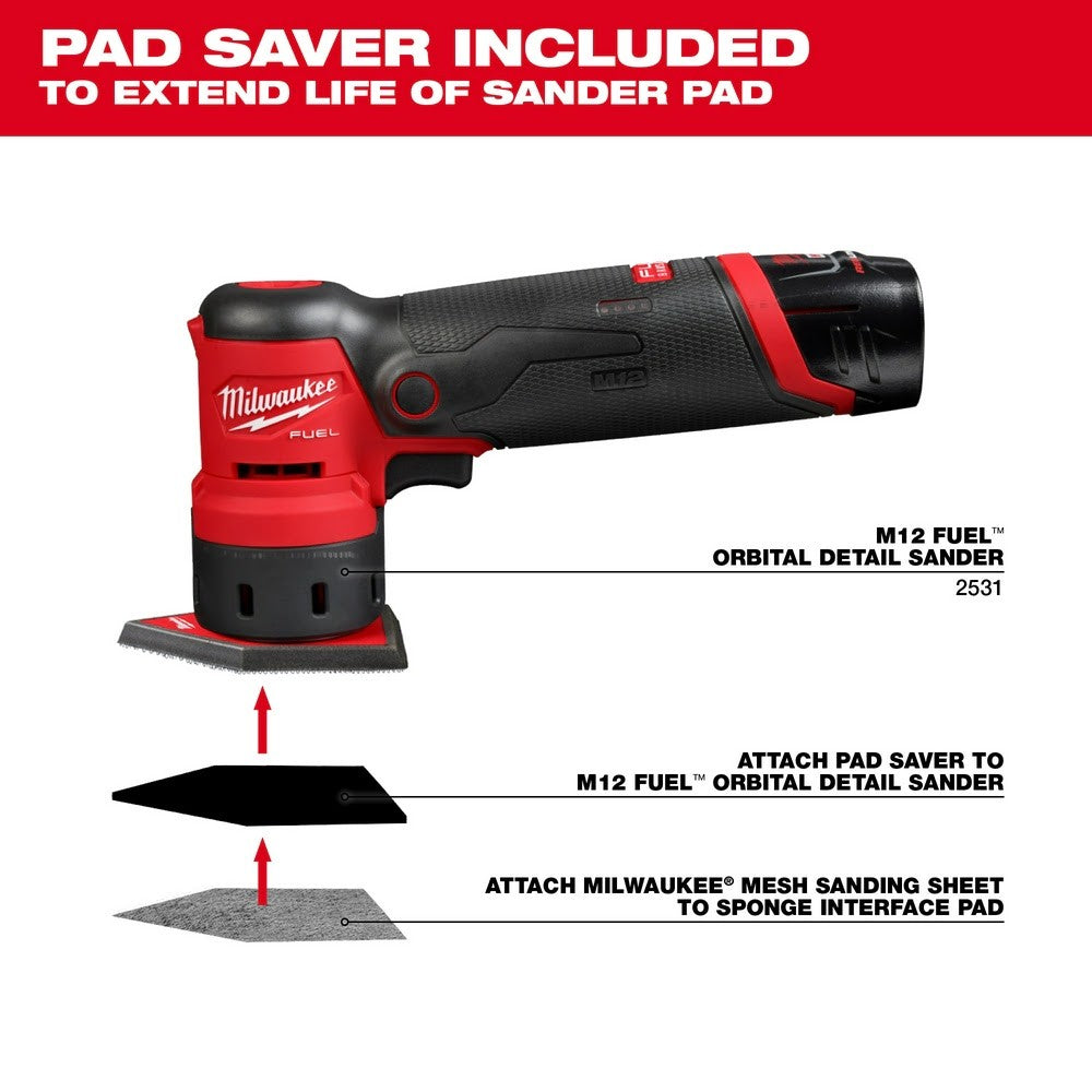 Milwaukee 48-80-5220 220 Grit Mesh Sanding Sheets for M12 FUEL Orbital Detail Sander 12-Pack