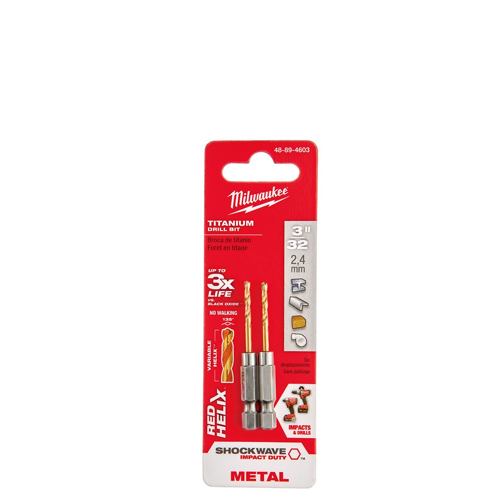 Milwaukee  48-89-4603 3/32 Titanium Shockwave Drill Bit