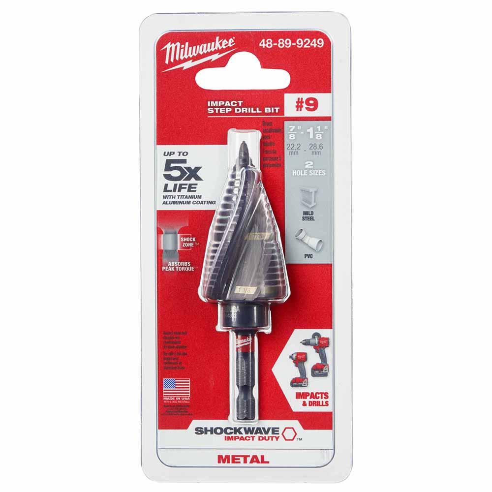 Milwaukee 48-89-9249 SHOCKWAVE Impact Duty Step Bit #9 7/8 &1-1/8