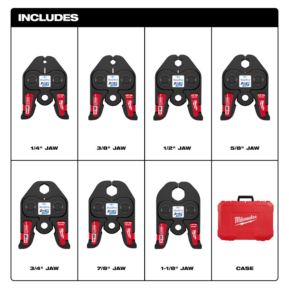 Milwaukee 49-16-2662Z 1/4- 1-1/8 ZoomLock MAX Press Jaw Kit for M18 FORCE LOGIC Press Tools