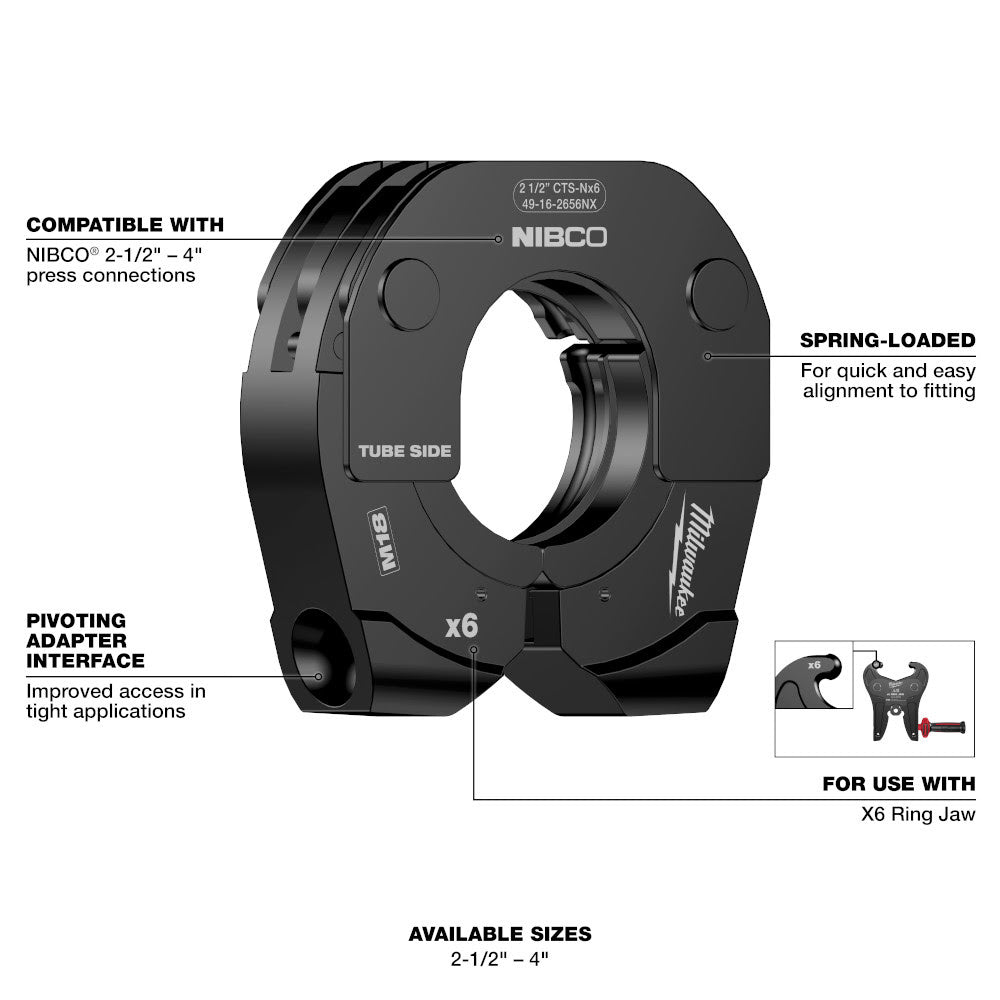 Milwaukee 49-16-2690NX 2-1/2 - 4 NIBCO Press Ring Kit for M18 FORCE LOGIC Long Throw Press Tool