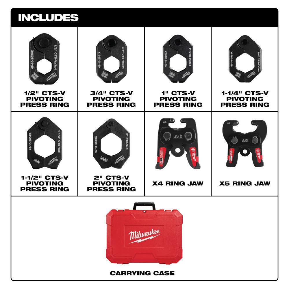 Milwaukee 49-16-2692X 1/2 - 2 CTS-V Pivoting Press Ring Kit for M18 FORCE LOGIC Press Tools