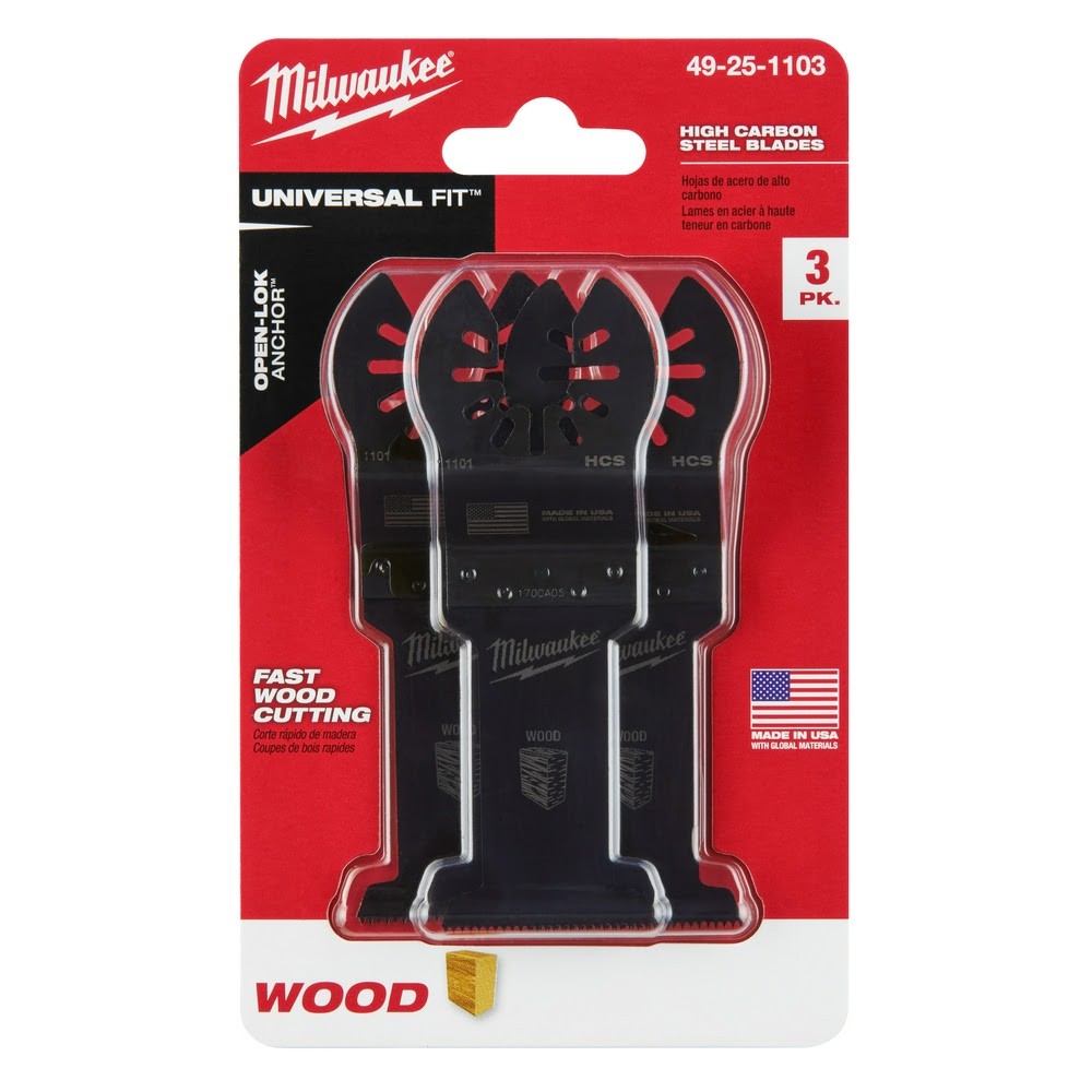 Milwaukee  49-25-1103 Milwaukee® OPEN-LOK™ 1-3/8 HCS WOOD BLADES 3PK
