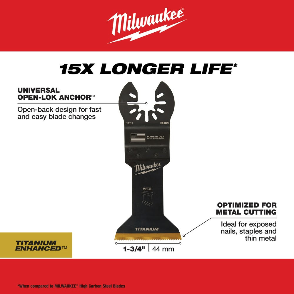 Milwaukee  49-25-1269 Milwaukee® OPEN-LOK™ 1-3/4 TITANIUM ENHANCED BI-METAL METAL BLADES 10PK