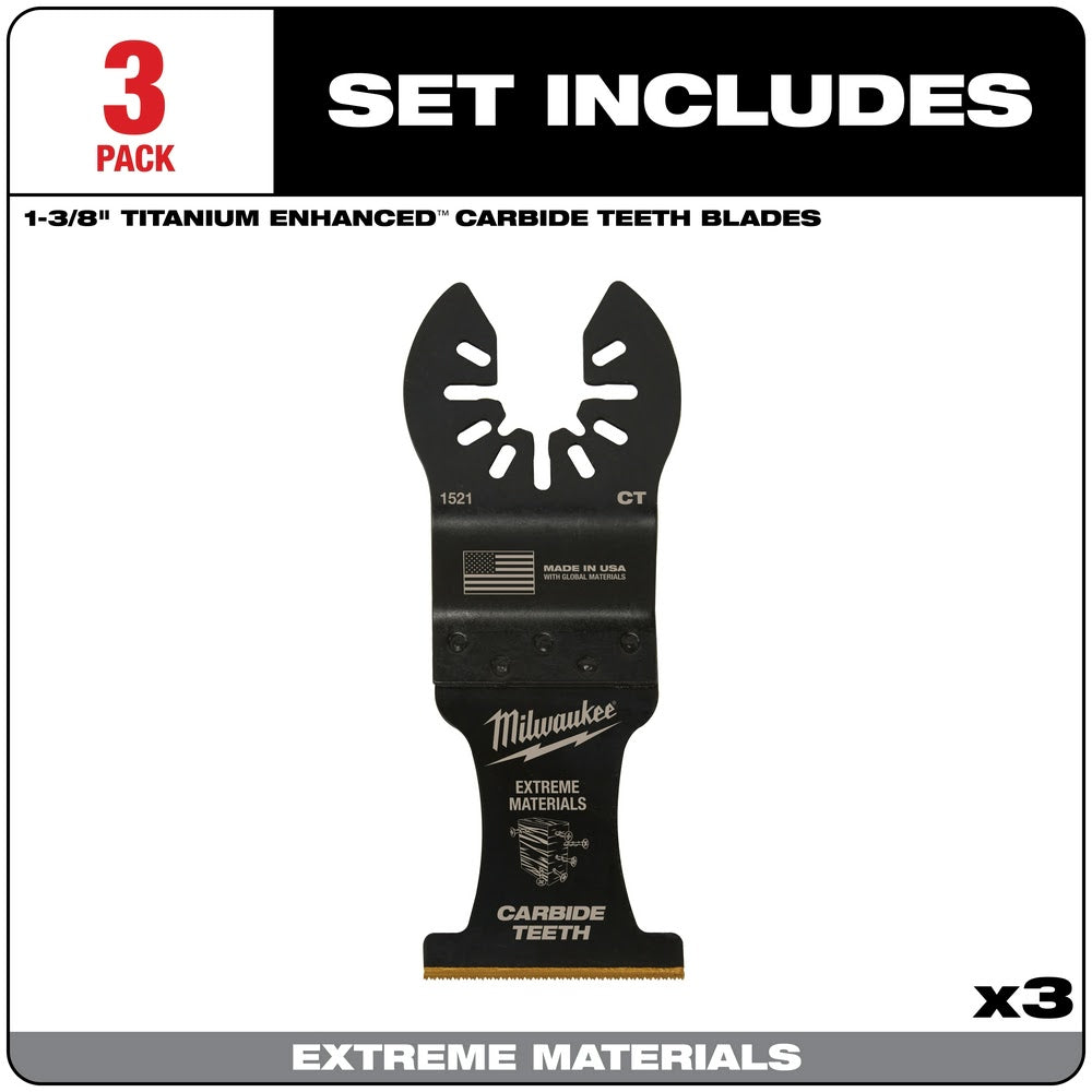 Milwaukee  49-25-1523 Milwaukee® OPEN-LOK™ 1-3/8 TITANIUM ENHANCED Carbide Teeth Multi-Material Blade (3Pk)