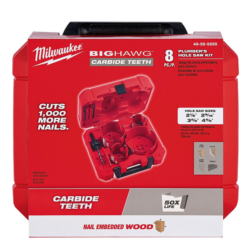 Milwaukee 49-56-9285 8 Piece Carbide BIG HAWG Hole Saw Kit