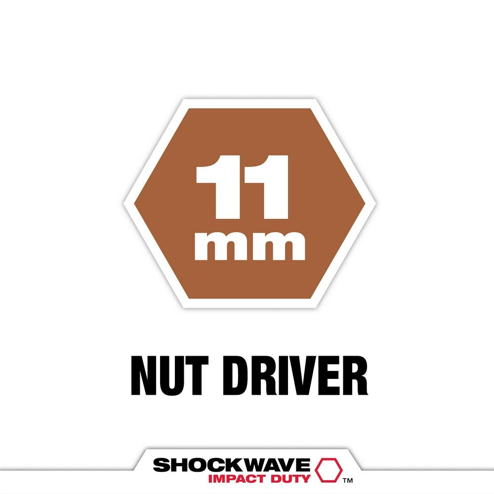 Milwaukee 49-66-4611 SHOCKWAVE Impact Duty 11MM x 2-9/16 Magnetic Nut Driver BULK 10