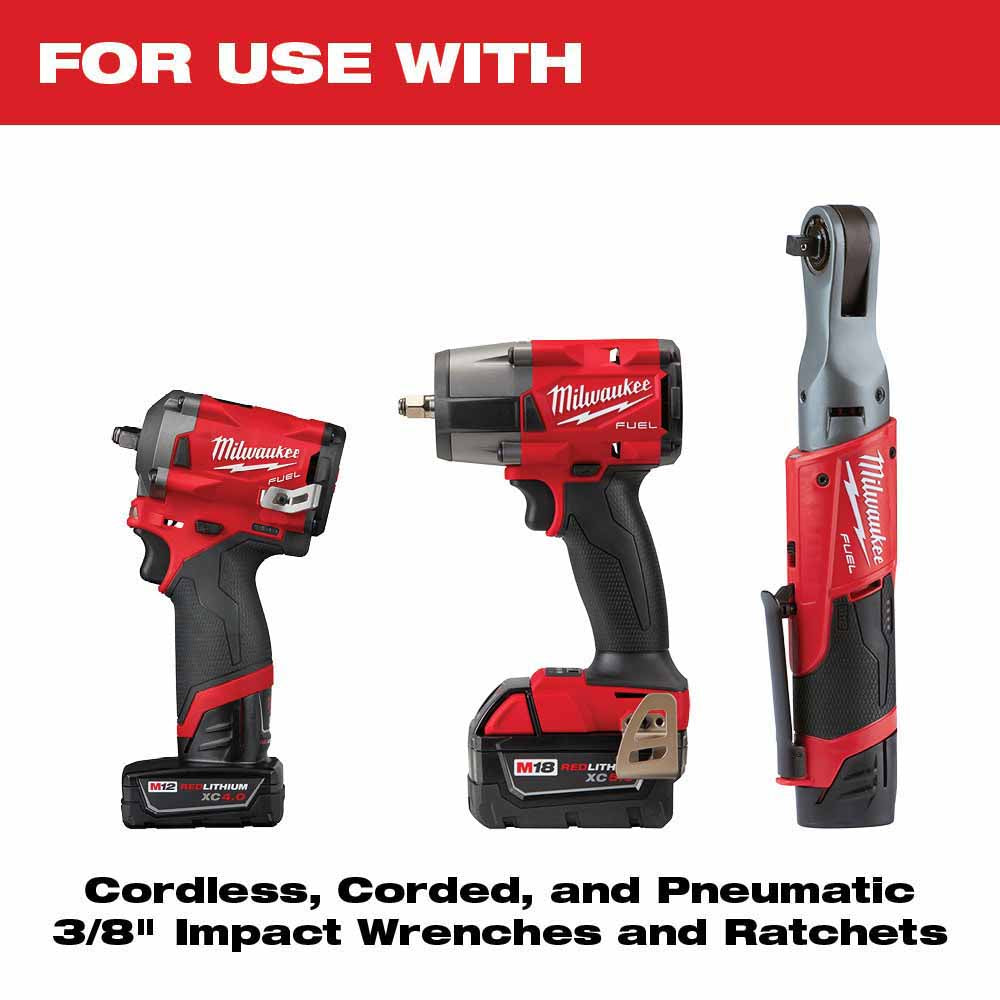 Milwaukee 49-66-6815 Shockwave Impact Duty Socket 3/8 Drive 17-Piece SAE Tray Set