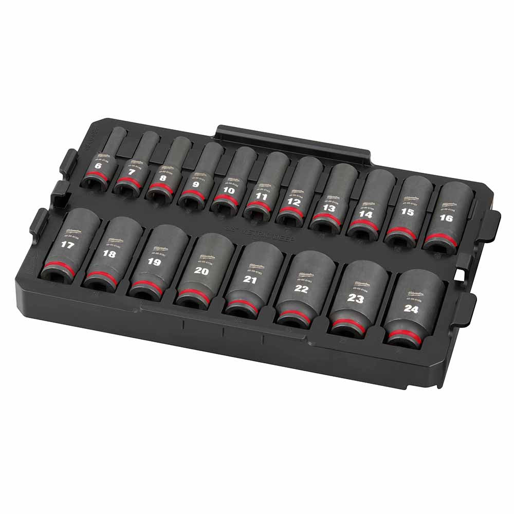 Milwaukee 49-66-6816 Shockwave Impact Duty Socket 3/8 Drive 19-Piece MM Tray Set