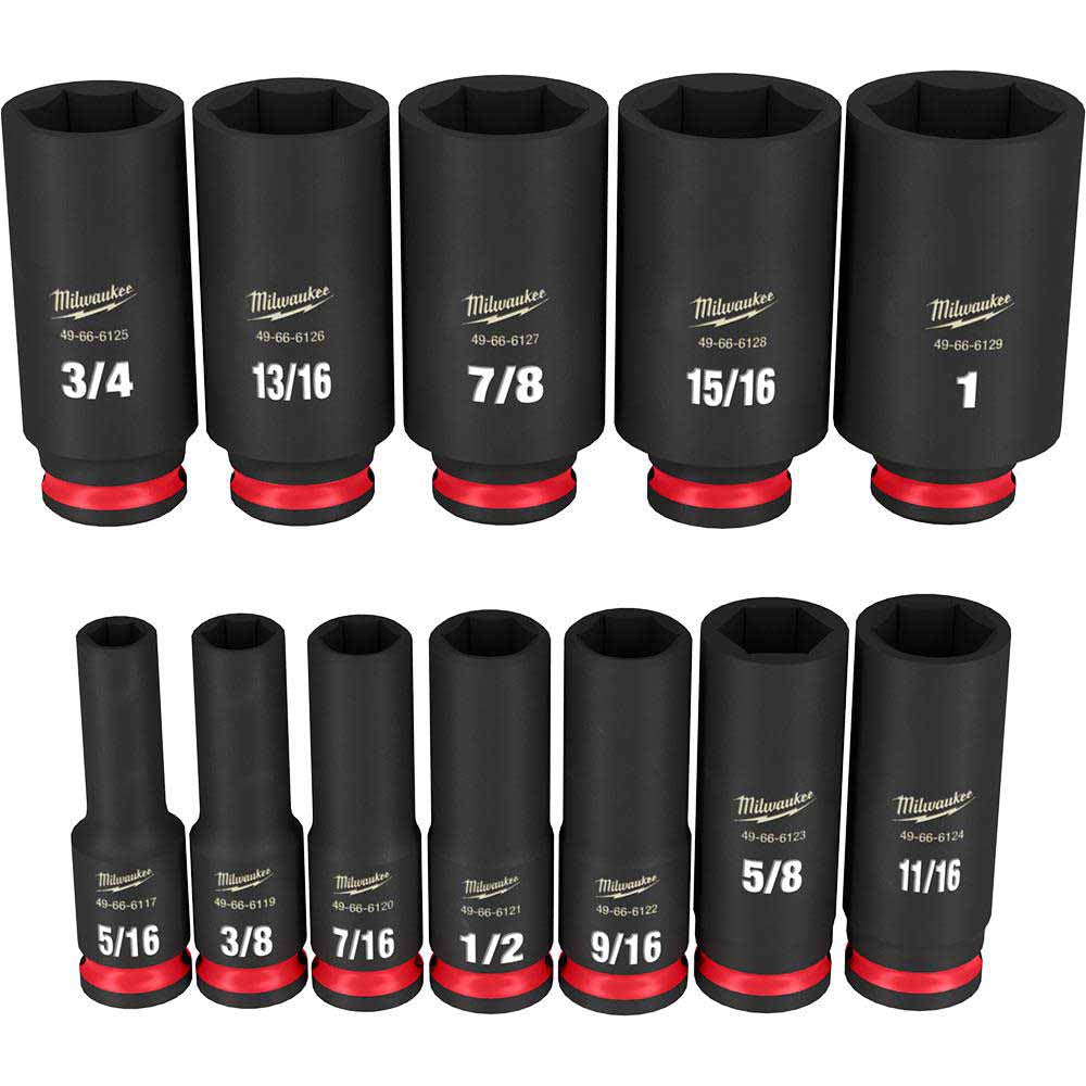 Milwaukee 49-66-7006 12Pc SHOCKWAVE Impact Duty™ 3/8 Drive SAE Deep 6 Point Socket Set
